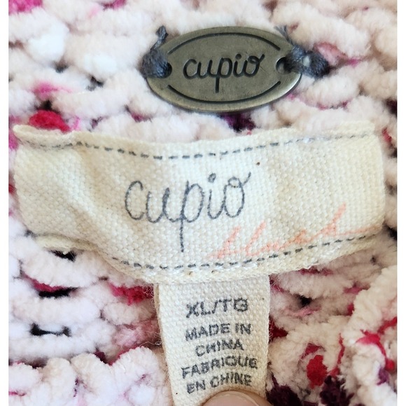 Cupio Knit Sweater Women's XL Pink Red Confetti Bow Sleeve Ties Valentine's Day - Picture 3 of 10